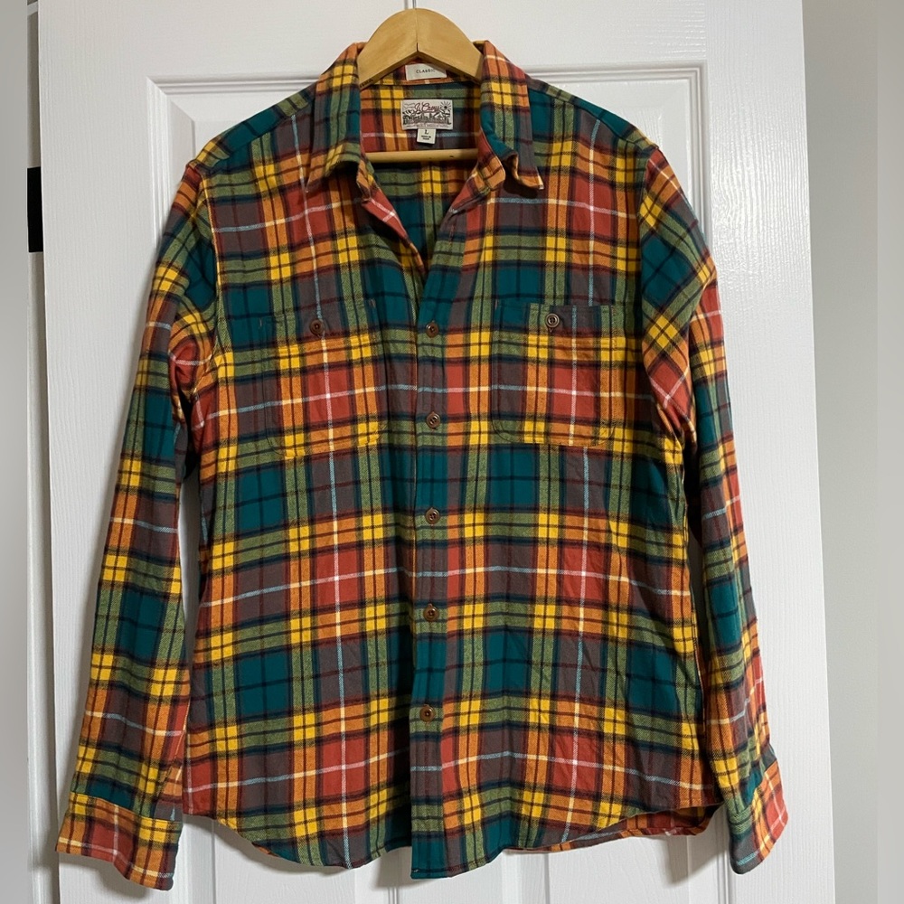 J Crew Midweight Flannel Classic Fit. Men’s Large. Multicolor Plaid